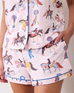 Organic Pima Modal Knit Short PJ Set in Horse Show