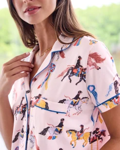 Organic Pima Modal Knit Short PJ Set in Horse Show