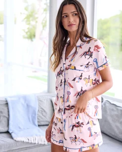 Organic Pima Modal Knit Short PJ Set in Horse Show