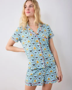 Organic Pima Modal Knit Short PJ Set in Sweet Bee