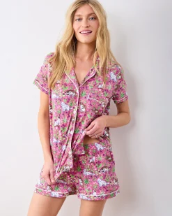 Organic Pima Modal Knit Short PJ Set in Must Love Cats