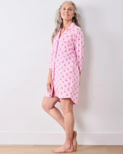 Organic Pima Modal Knit Sleep Shirt in Flamingo Floaties