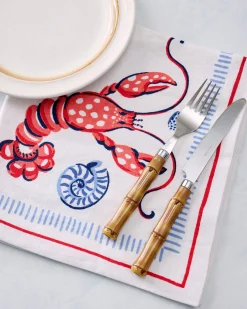 Oversized Linen Napkins Set of 4 in Lobster Landing