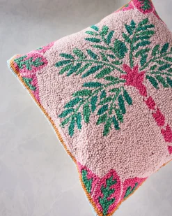Palm Tree Hook Pillow in Pink Combo
