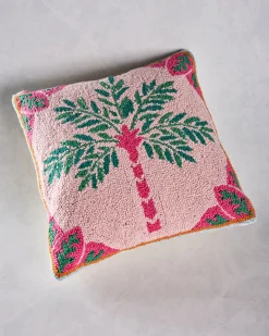 Palm Tree Hook Pillow in Pink Combo