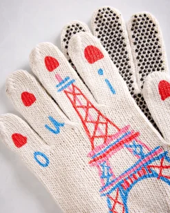 Parisienne Eiffel Tower Gardening Gloves in Red Combo