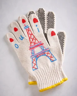 Parisienne Eiffel Tower Gardening Gloves in Red Combo