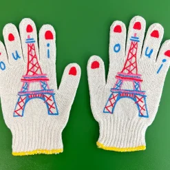 Parisienne Eiffel Tower Gardening Gloves in Red Combo