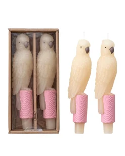 Parrot Taper Candle in Ivory Combo