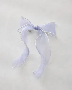 Pearl Bow Barrette in Light Blue