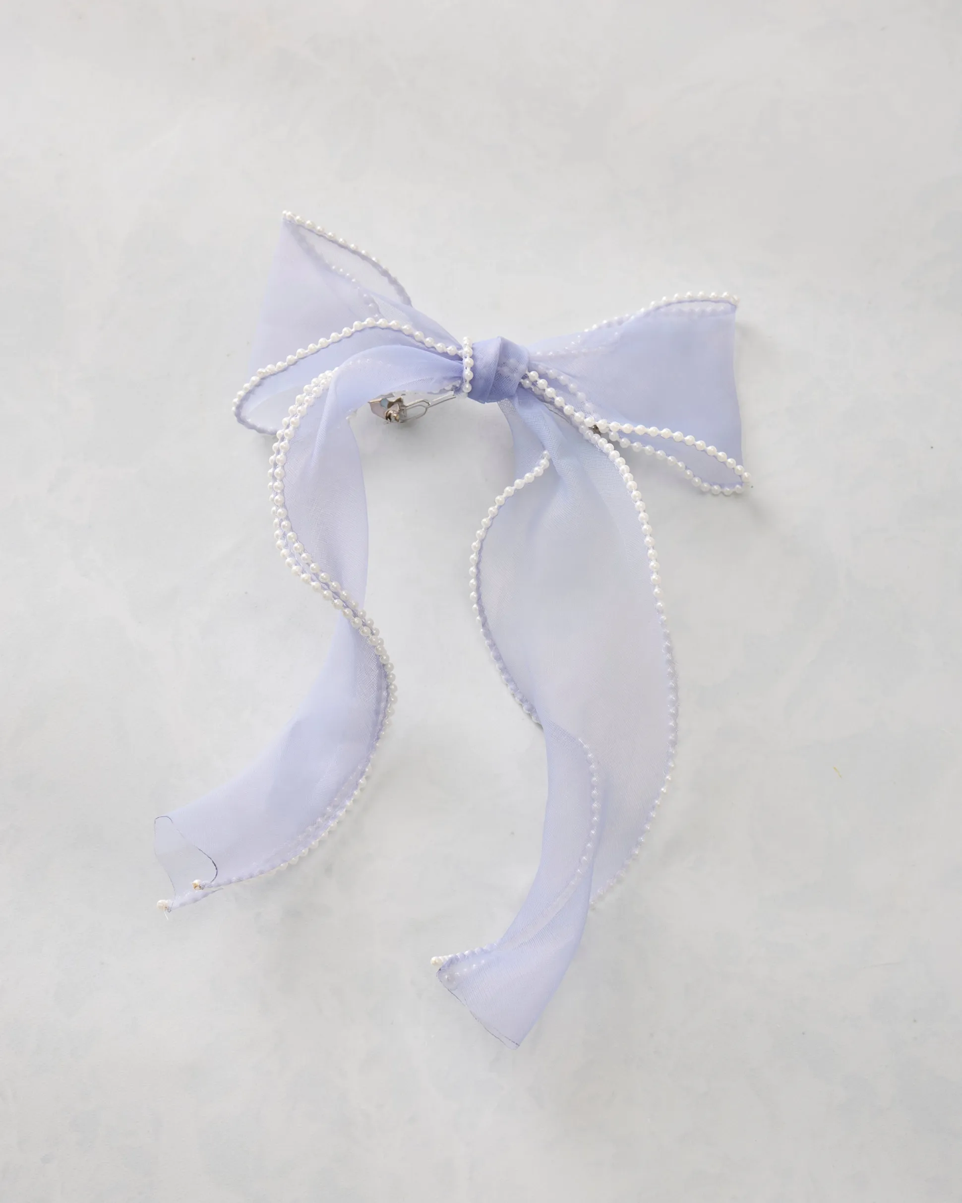 Pearl Bow Barrette in Light Blue