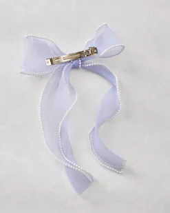 Pearl Bow Barrette in Light Blue