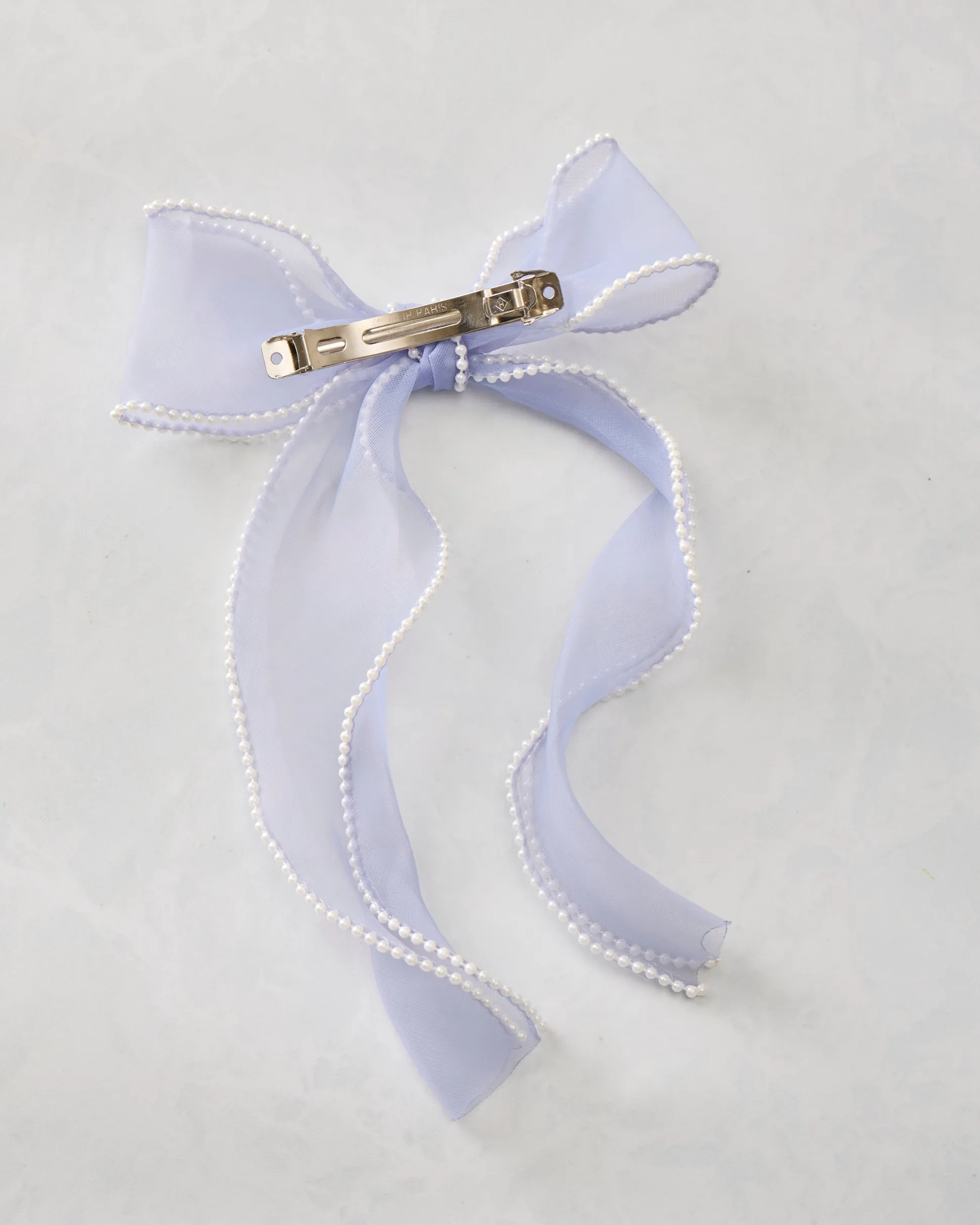 Pearl Bow Barrette in Light Blue