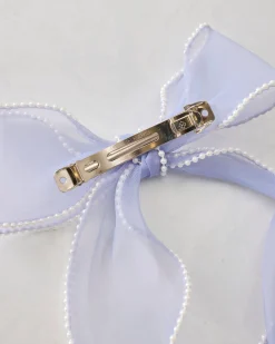 Pearl Bow Barrette in Light Blue