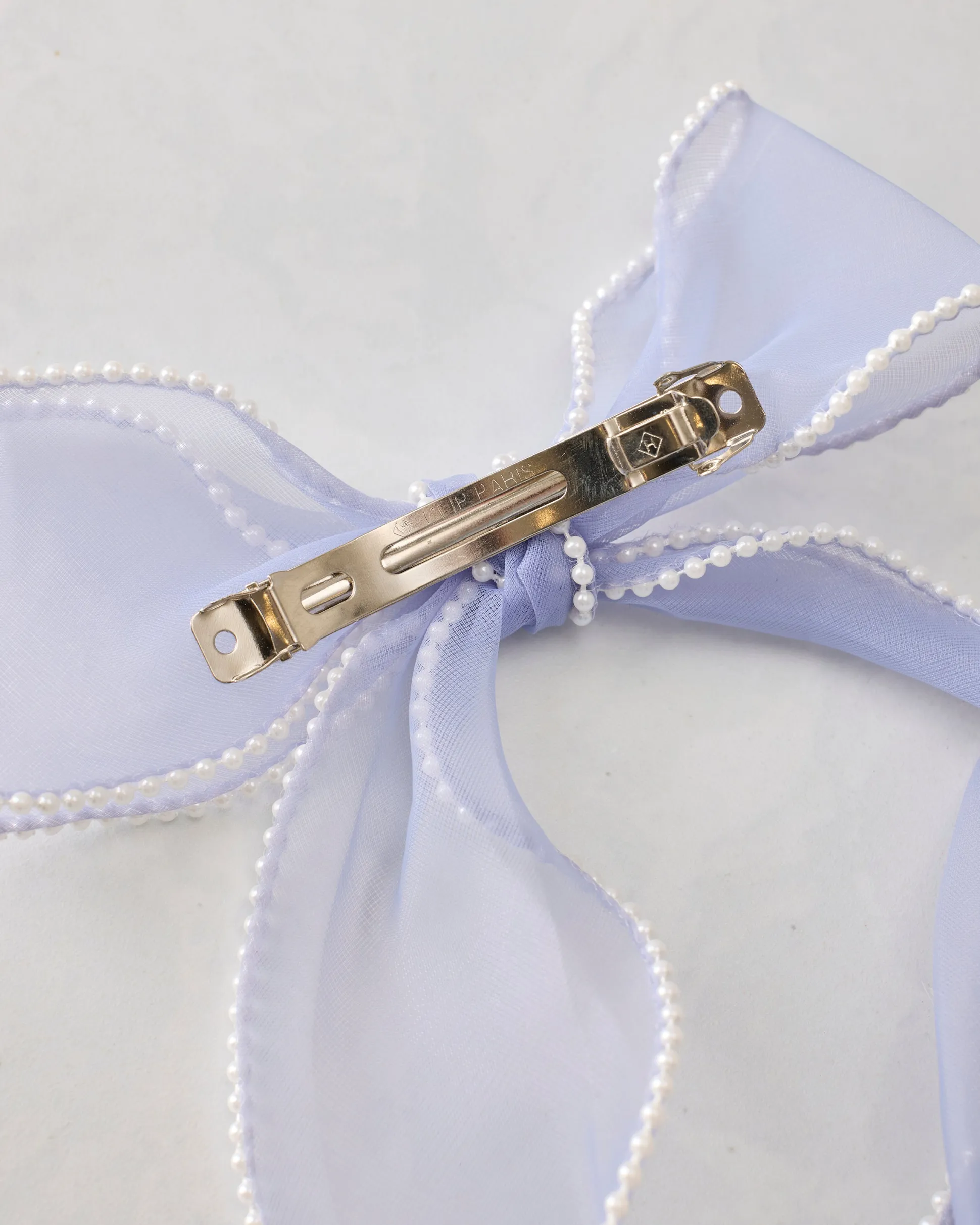 Pearl Bow Barrette in Light Blue