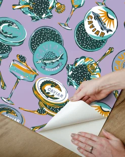 Peel & Stick Wallpaper in Champagne & Caviar