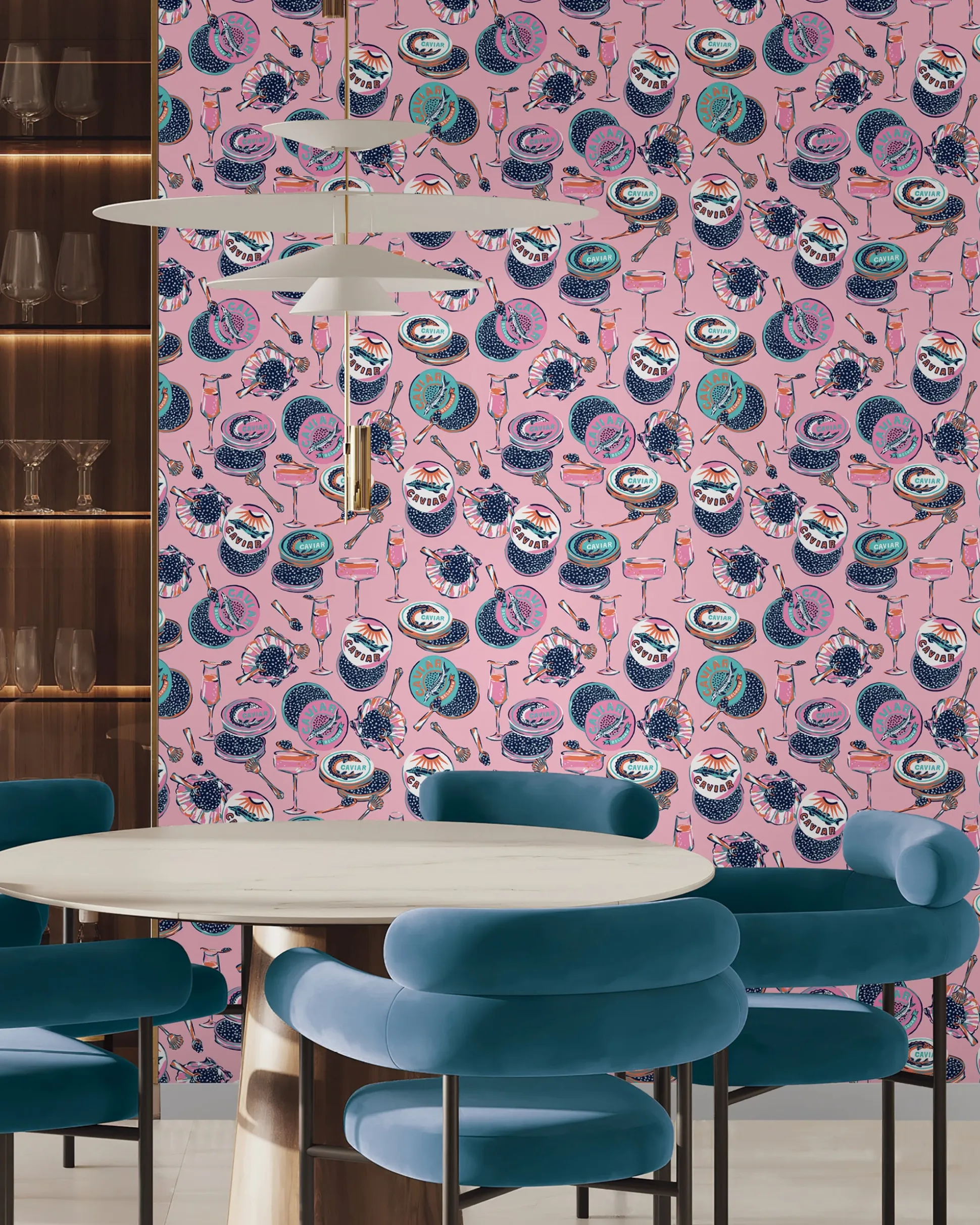 Peel & Stick Wallpaper in Champagne & Caviar
