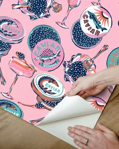 Peel & Stick Wallpaper in Champagne & Caviar