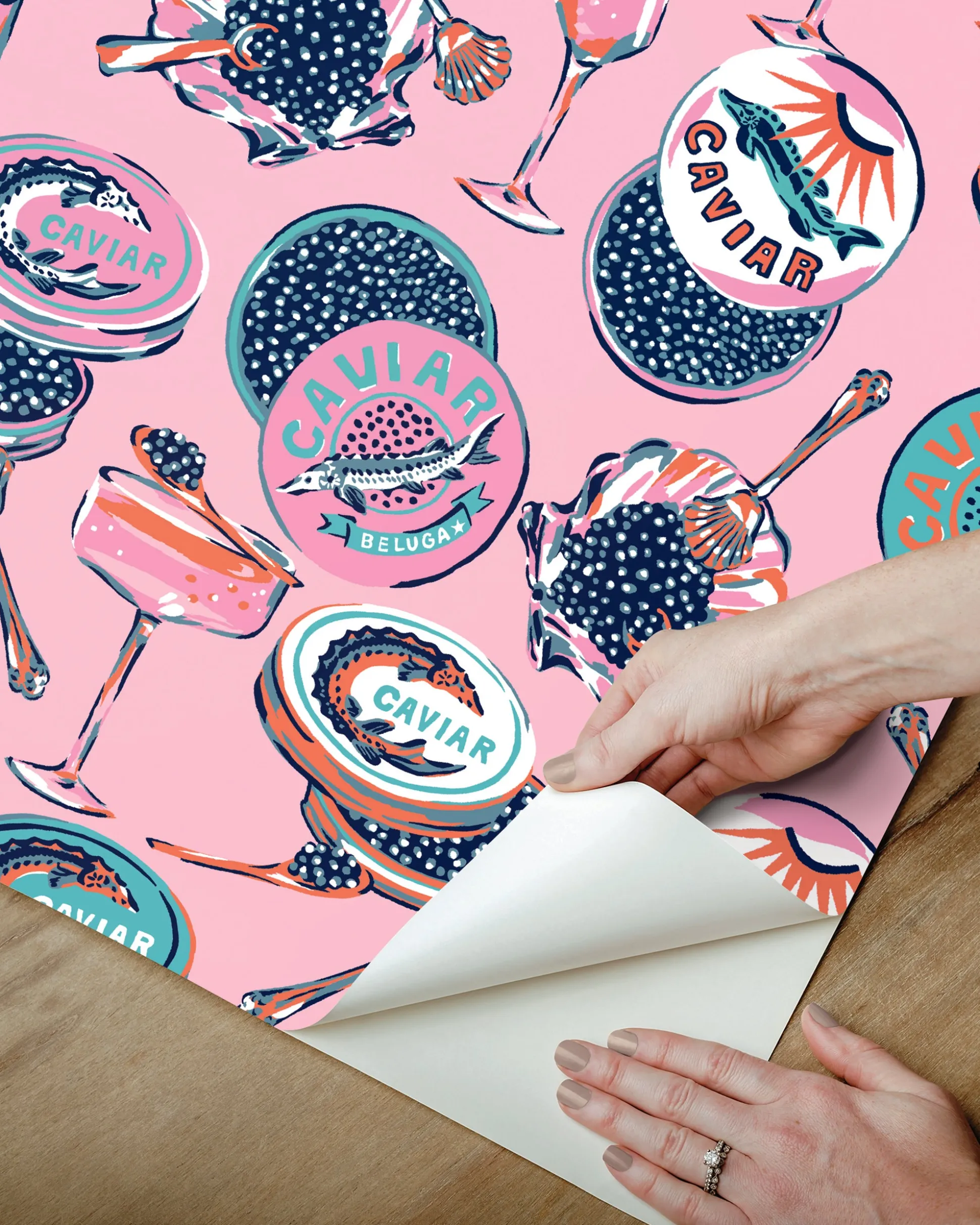 Peel & Stick Wallpaper in Champagne & Caviar