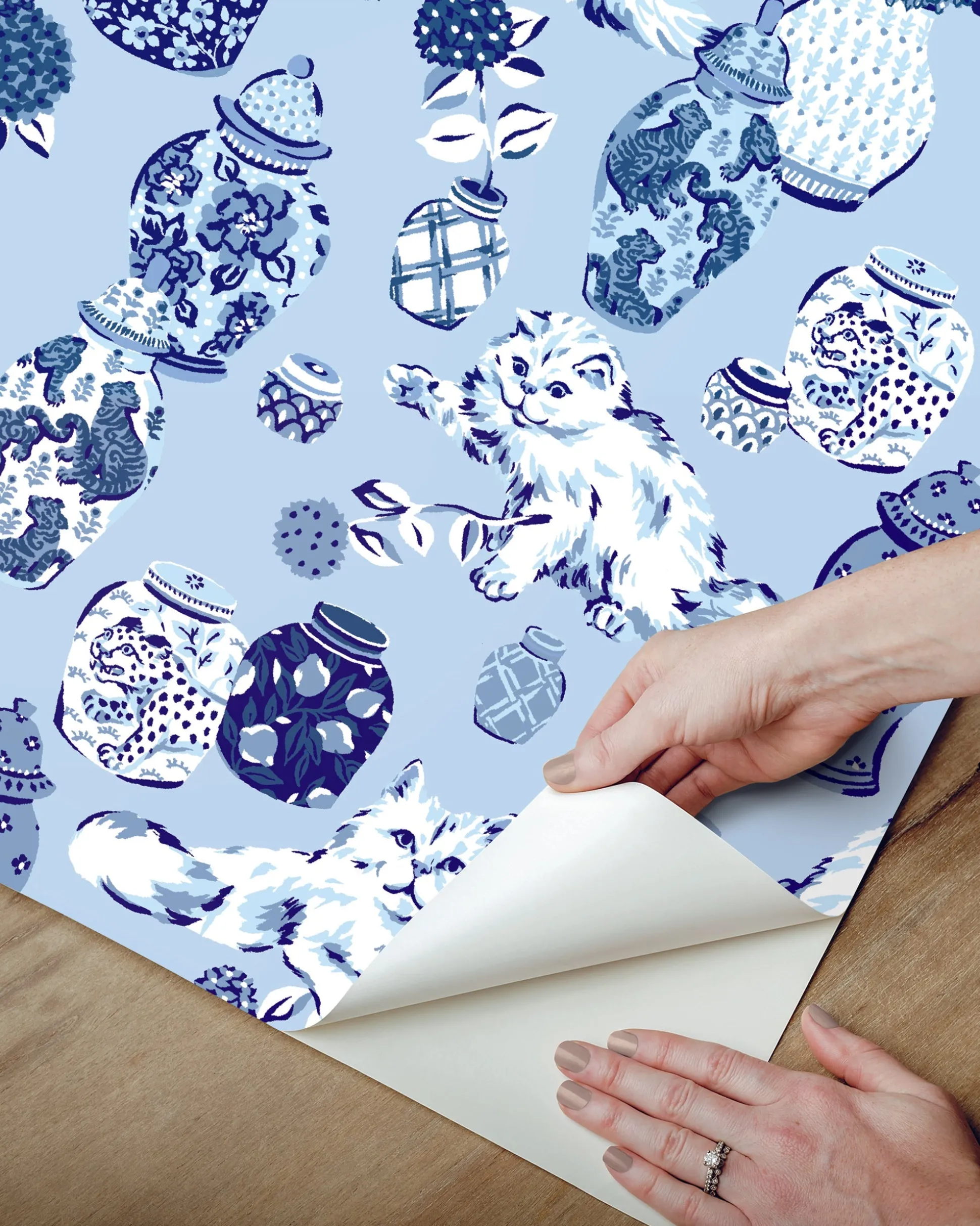 Peel & Stick Wallpaper in Fancy Cats