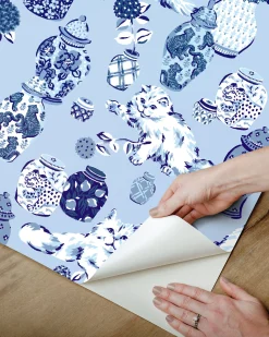 Peel & Stick Wallpaper in Fancy Cats