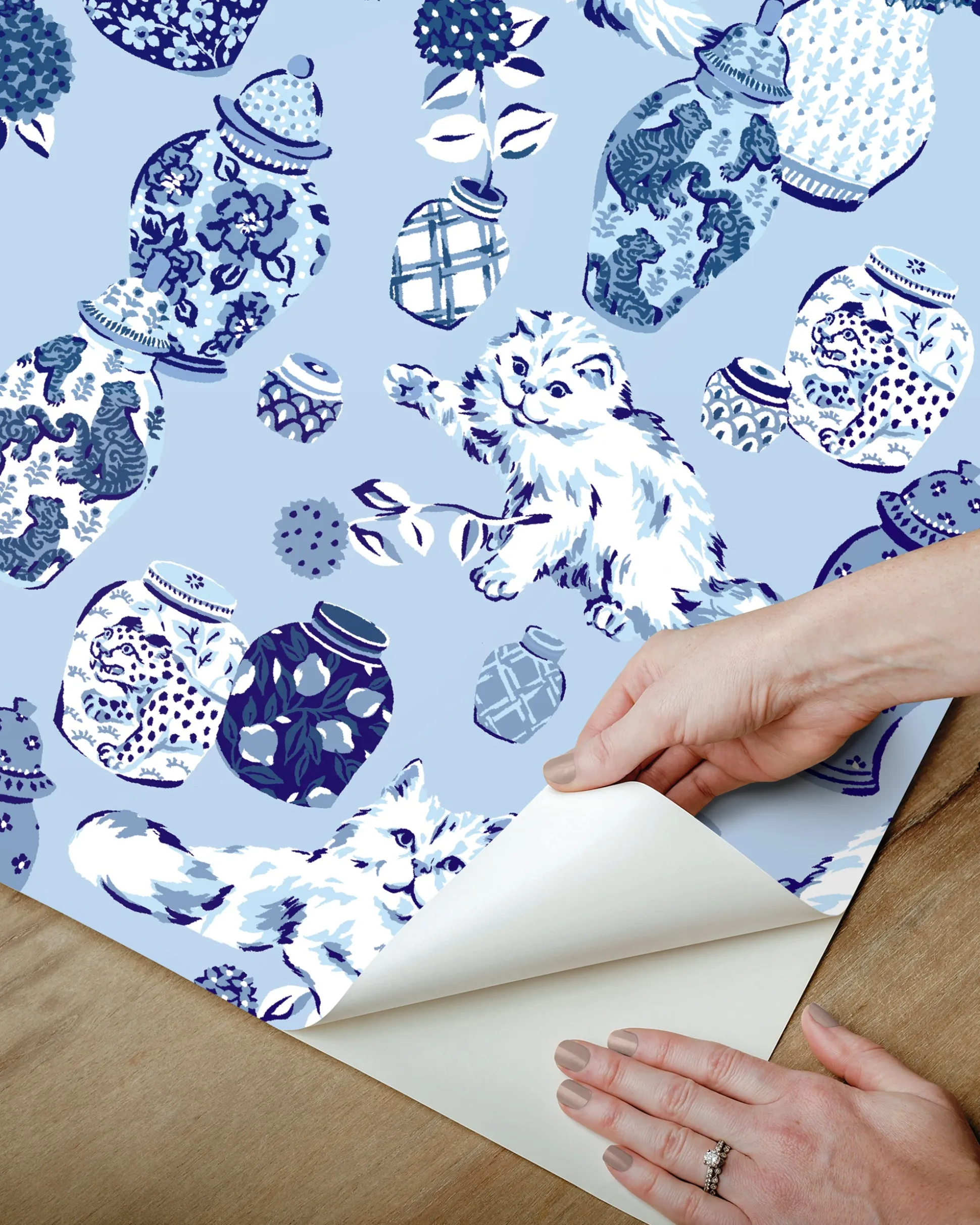 Peel & Stick Wallpaper in Fancy Cats