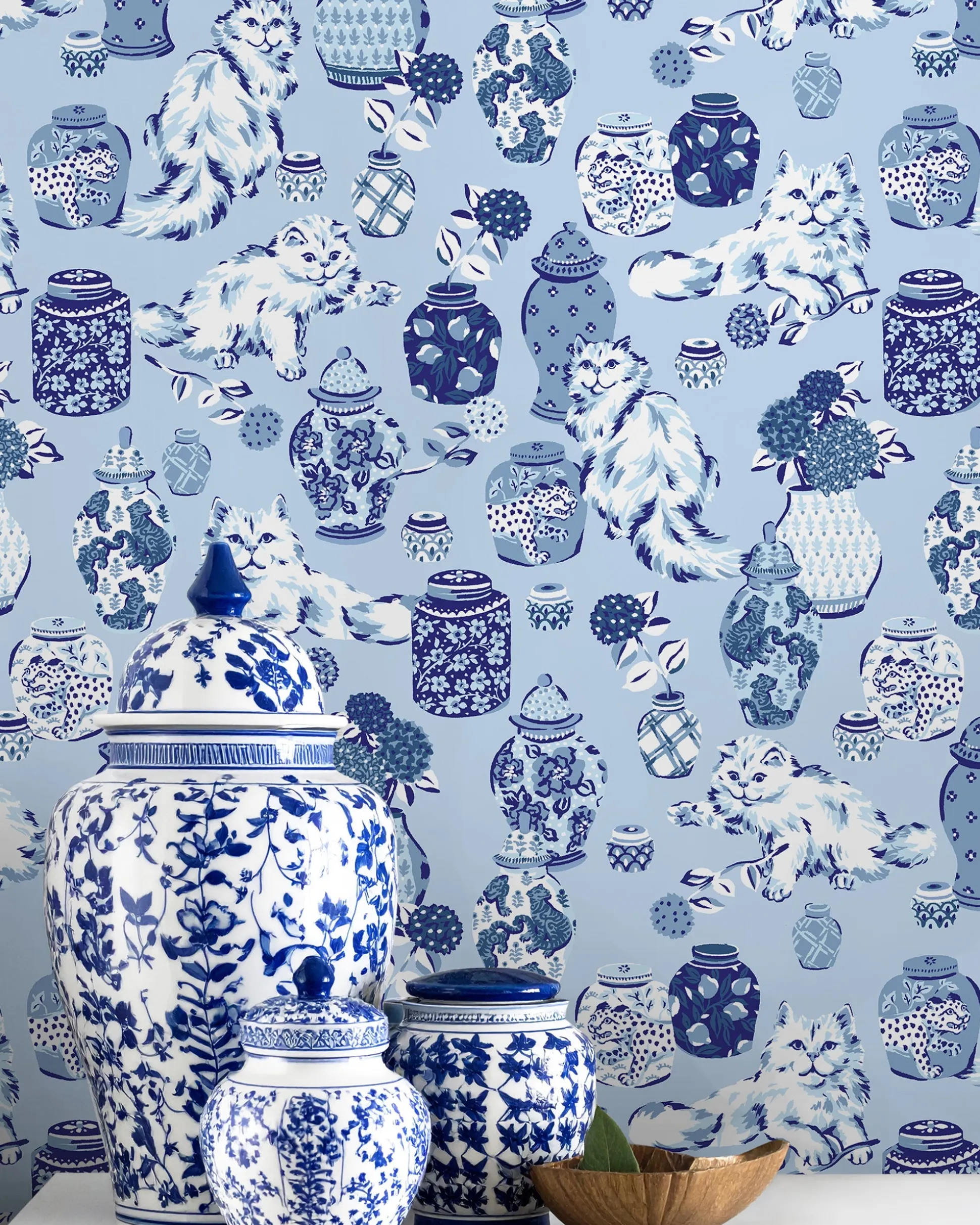 Peel & Stick Wallpaper in Fancy Cats