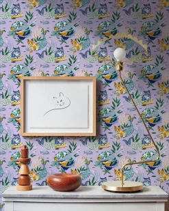 Peel & Stick Wallpaper in Meowing Mermaids