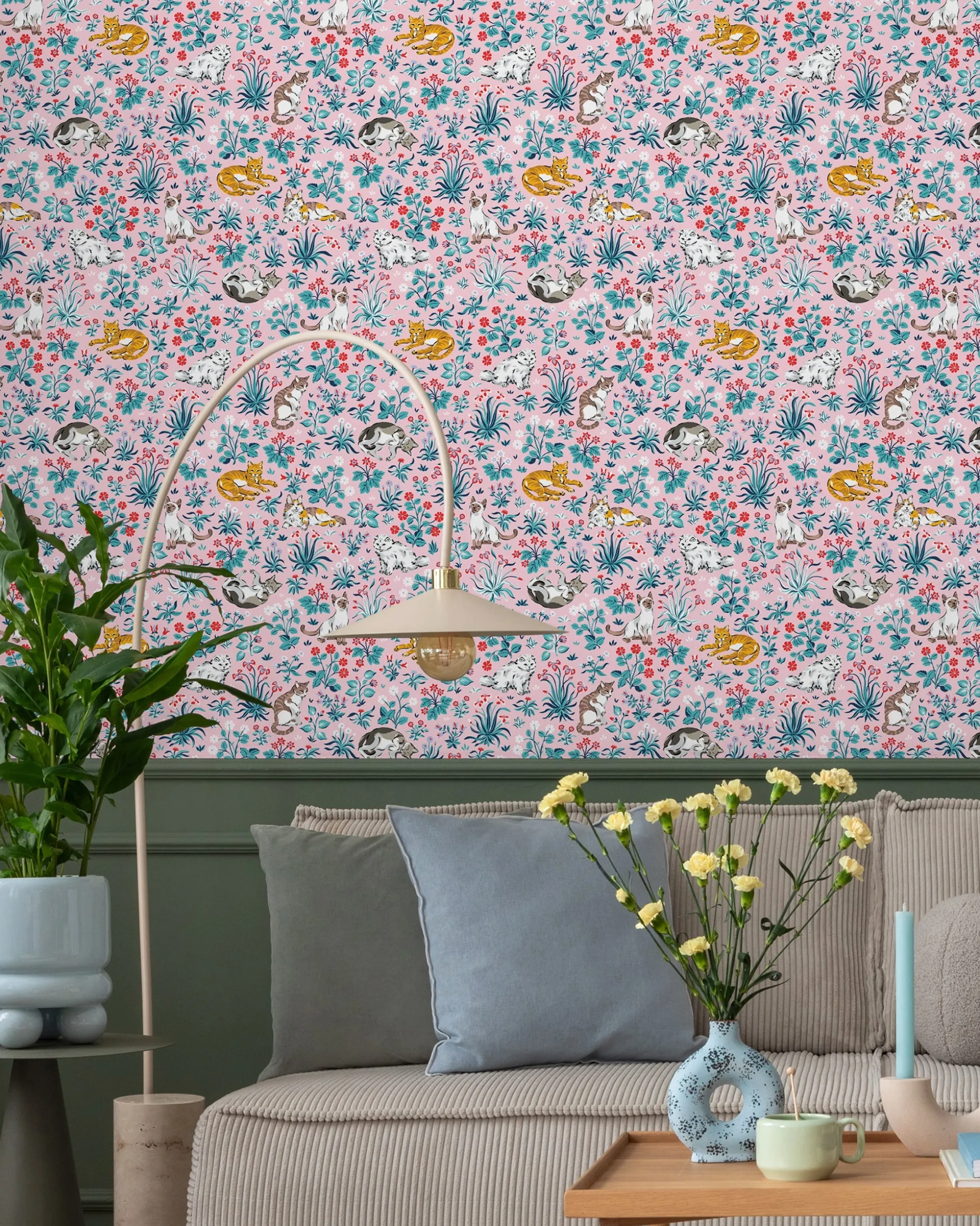 Peel & Stick Wallpaper in Must Love Cats