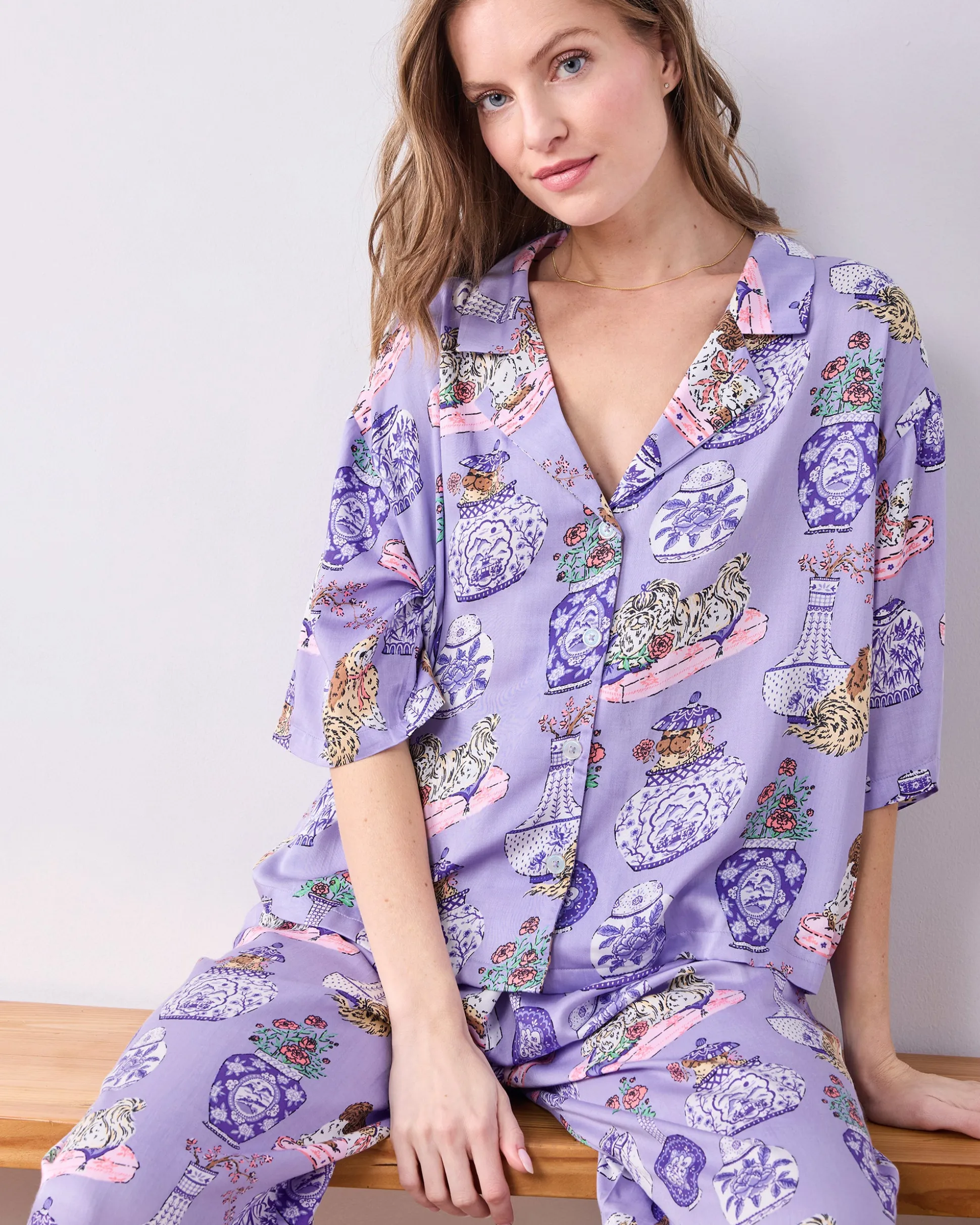 Petite Eco Satin Wildest Dreams Set in Fancy Dogs
