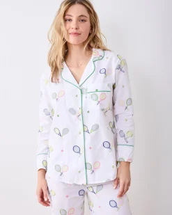 Petite Long PJ Set in Embroidered Tennis Club