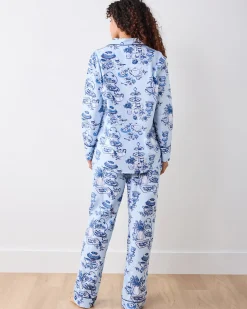 Petite Long PJ Set in High Tea Toile