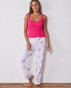 Petite PJ Pants in Embroidered Caviar Club