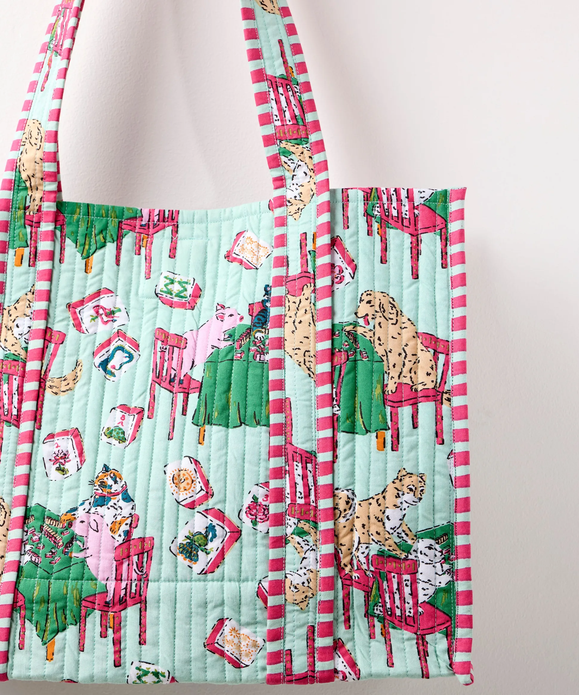 Petite Traveler Tote in Mah Jongg Menagerie