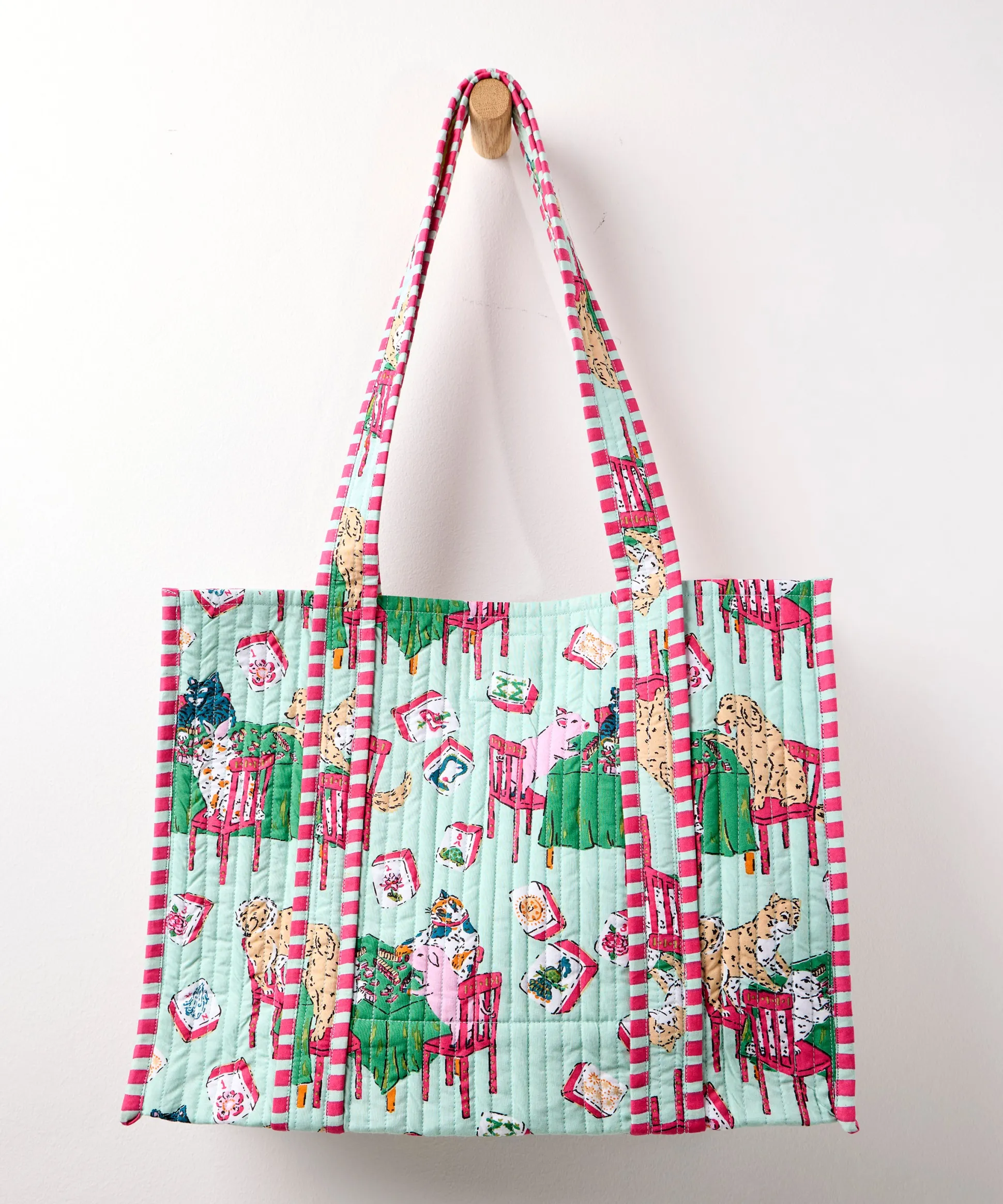 Petite Traveler Tote in Mah Jongg Menagerie