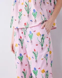 Pintuck Cropped Set in Tulip Trail
