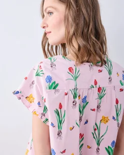 Pintuck Cropped Set in Tulip Trail