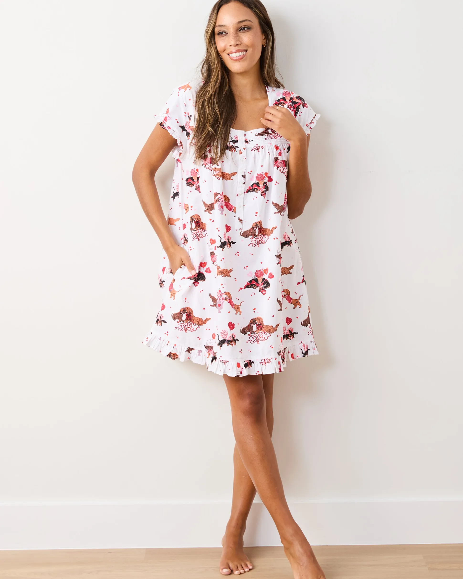 Pintuck Nightgown in Dachshund Date