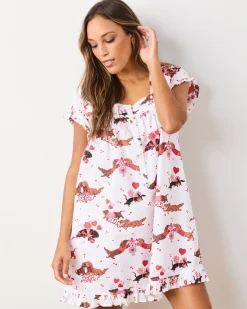 Pintuck Nightgown in Dachshund Date