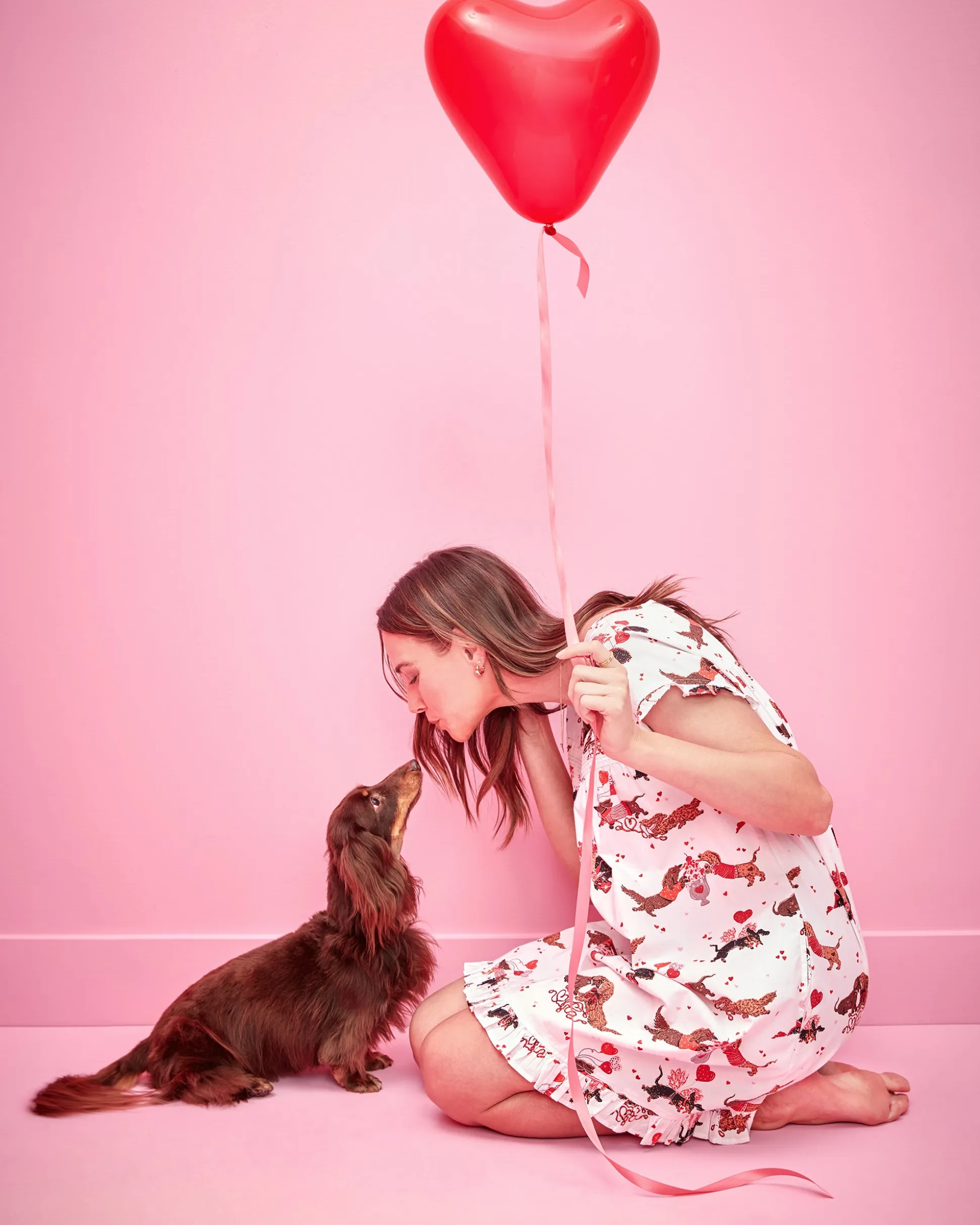 Pintuck Nightgown in Dachshund Date