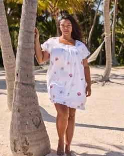 Pintuck Nightgown in Embroidered Shells