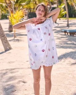 Pintuck Nightgown in Embroidered Shells