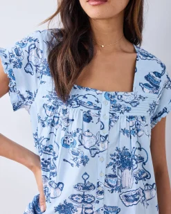 Pintuck Nightgown in High Tea Toile