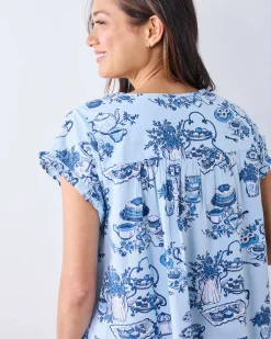 Pintuck Nightgown in High Tea Toile