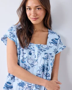 Pintuck Nightgown in High Tea Toile