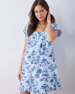 Pintuck Nightgown in High Tea Toile