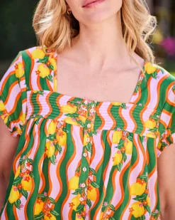 Pintuck Nightgown in Lemon Twist