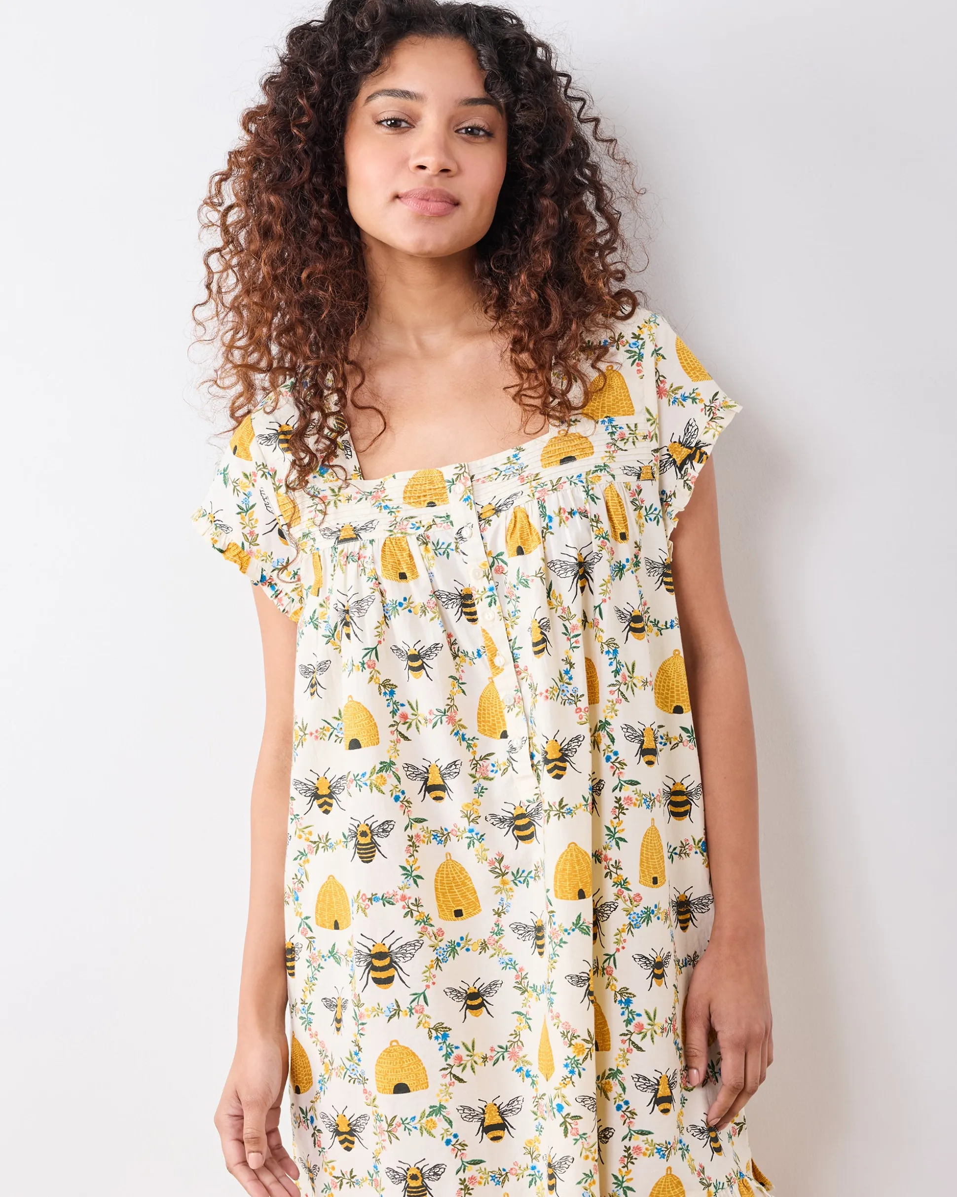 Pintuck Nightgown in Sweet Bee