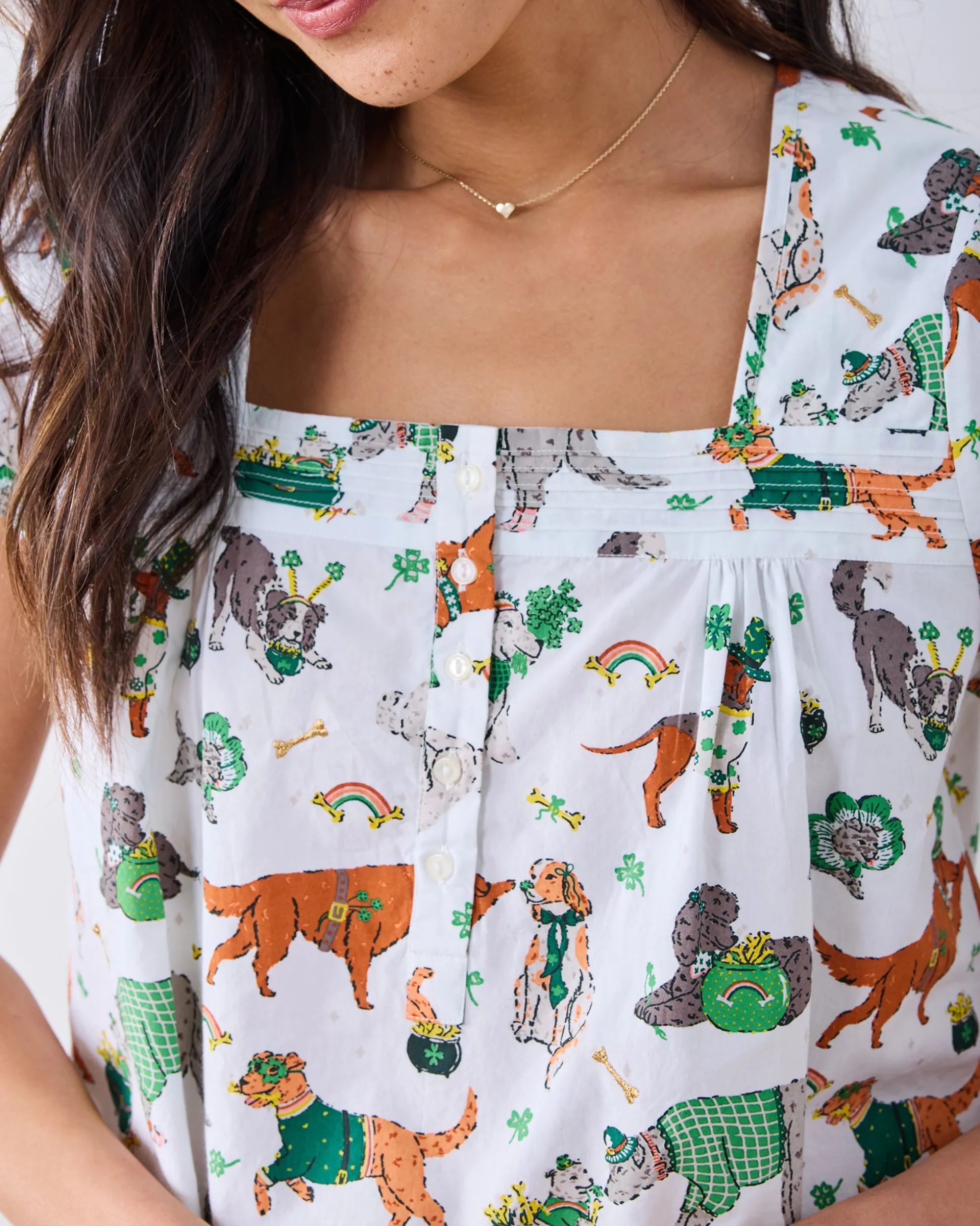 Pintuck Short Set in Lucky Paws