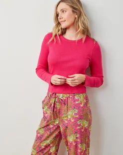 Pointelle Long Sleeve in Bright Pink